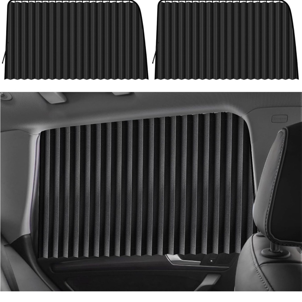 2 Pk Car Window Privacy Sun Shade Curtains UV Block, Cooling-Sleeping/Camping